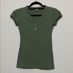 Green short sleeve shirt w/ gold details